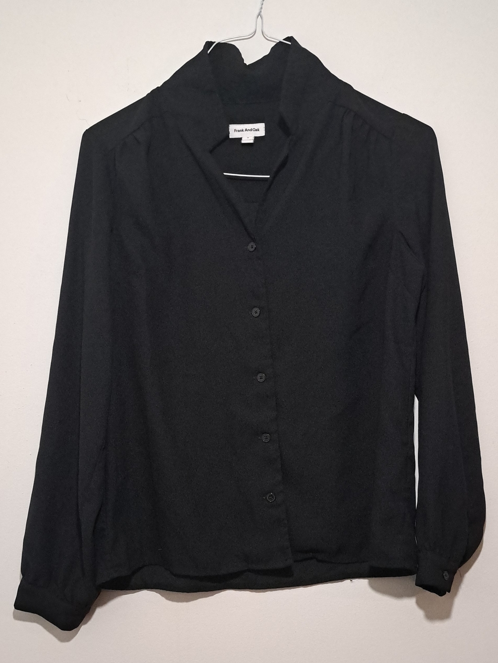 Frank & Oak Black Button-Front Blouse